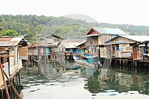 Fishermen houses above sea in Manokwari