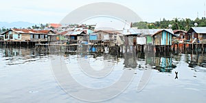 Fishermen houses above sea in Manokwari