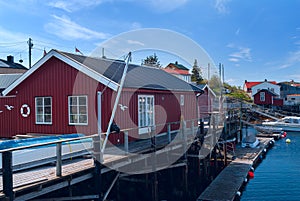 Fishermen houses on banks of Norwegian island