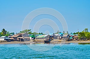 Fishermen huts in Chaung Tha, Myanmar