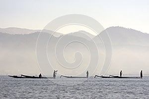 Fishermen on Inle lake in Myanmar