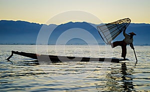 Fishermen in Inle Lake, Myanmar photo