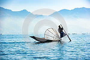 Fishermen at Inle lake, Shan State, Myanmar