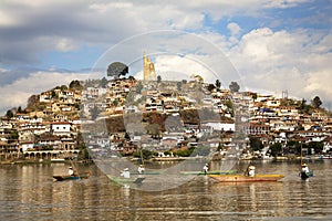 Fishermen Janitizo Island Patzcuaro Lake Mexico