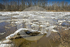 fishermen on the last ice on the river