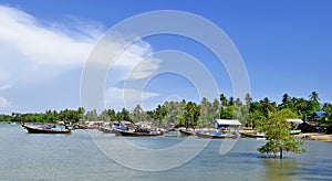 Fishermen long tail boats at Mook island