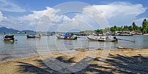 Fishermen long tail boats at Mook island