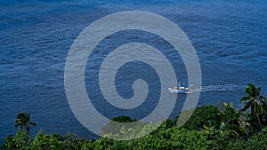 Fishermen navigating through sea