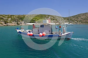 Fishermen nearing Levitha Island