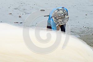 Fishermen pulling a fishing net