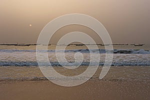 Fishermen's boats in the Nouakchott, Mauritania (at sunset)