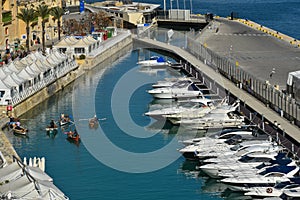 Fishermen's boats in Valletta harbor Malta