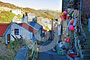 Fishermen`s Cottages, in the village of Staithes 2, near Scarborough, in North Yorkshire.