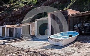 Fishermen`s huts in Port des Canonge