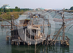 Fishermen's old huts on the rive