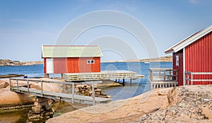 Fishermen's shed in BohuslÃ¤n, Sweden