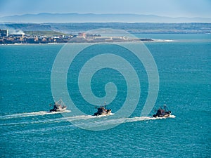 Fishermen sailing to the ocean near Safi