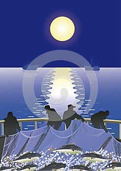 Fishermen at sea