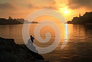 Fishermen silhouette