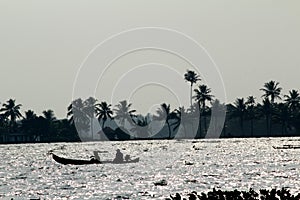 Fishermen singing their local song   , Kerala backwaters