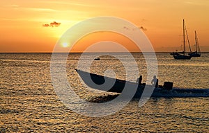 Fishermen in Trinidad and Tobago At Sunset