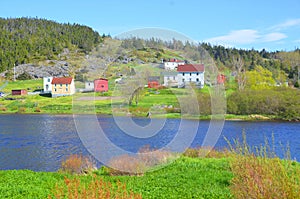 Fishermen village on coastline of Newfoundland and Labrador,