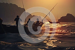 Fishermen at work on the coast of Latin America