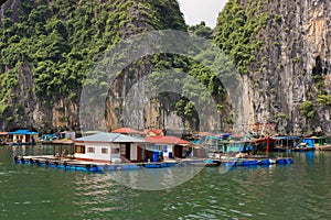 Fishers houses in Halong Bay, Vietnam