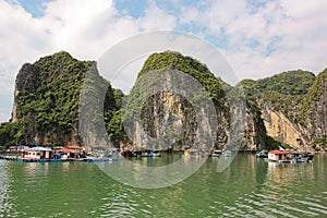 Fishers houses in Halong Bay, Vietnam