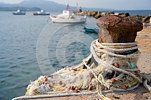 Fishery harbor with boats