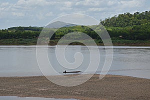 Fishery row boat on Maekong river in Thailand