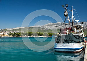 Fishery ship in a bay. Stobrec, Croatia.