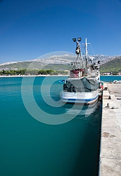 Fishery ship in a bay. Stobrec, Croatia.