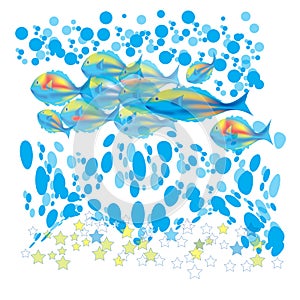 Fishes & blue bubbles