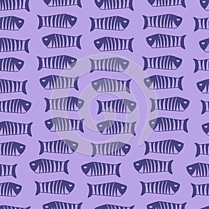 Fishes geometric seamless pattern. Repeated tile ornament. Vector design for textile, fabric, print, background, wrapping paper,