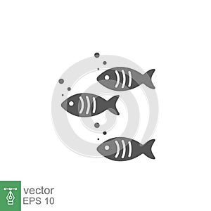 Fishes, sea animal glyph icon. Three same fish swimming together as part of Aquatic Animal logo