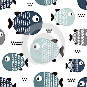 Fishes, seamless pattern