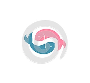 Fishes yin yang symbol simple vector illustration