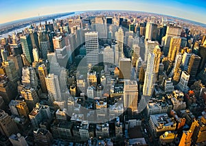 Fisheye aerial panoramic view over New York photo