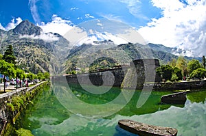 Fisheye Lens view of the old port of Kotor.