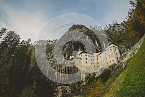 Fisheye photo of Predjama castle