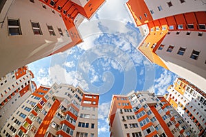 Fisheye shot of new resitential buildings