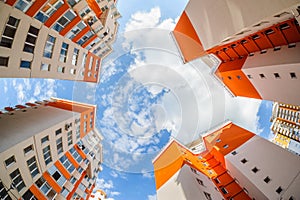 Fisheye shot of new resitential buildings