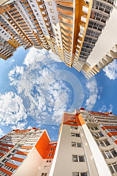 Fisheye shot of new resitential buildings