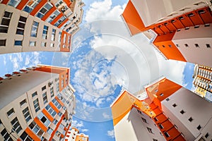 Fisheye shot of new resitential buildings