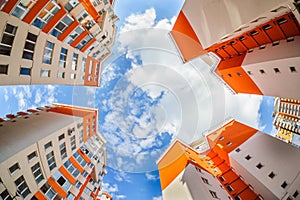 Fisheye shot of new resitential buildings