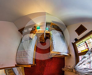 Fisheye view of children bedroom with two beds