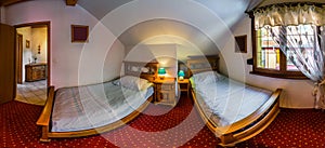 Fisheye view of children bedroom with two beds