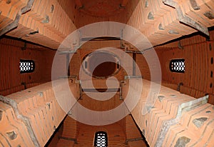 Fisheye view of the interior of the Golden Gate dome in Kyiv, Ukraine