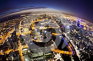 Fisheye view of Melbourne CBD , Australia